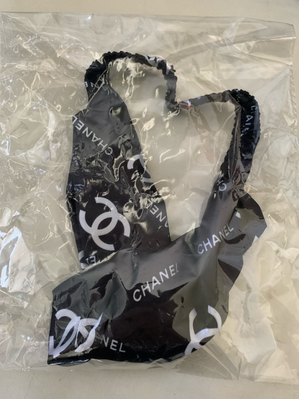 NEW! CHANEL Black Logo Twisted Headband